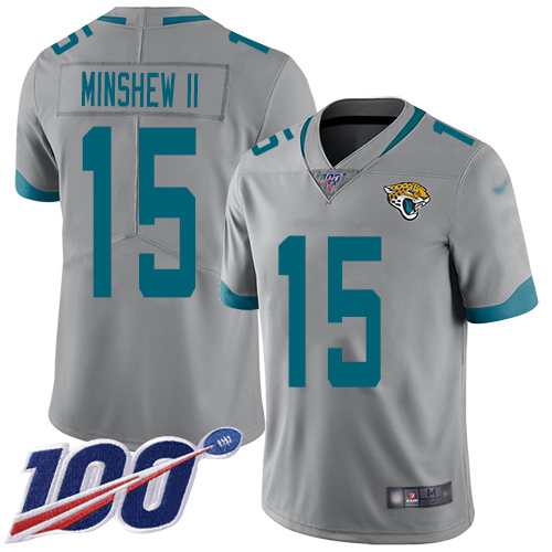 Jacksonville Jaguars #15 Gardner Minshew II Silver Youth Stitched NFL Limited Inverted Legend 100th Season Jersey->youth nfl jersey->Youth Jersey